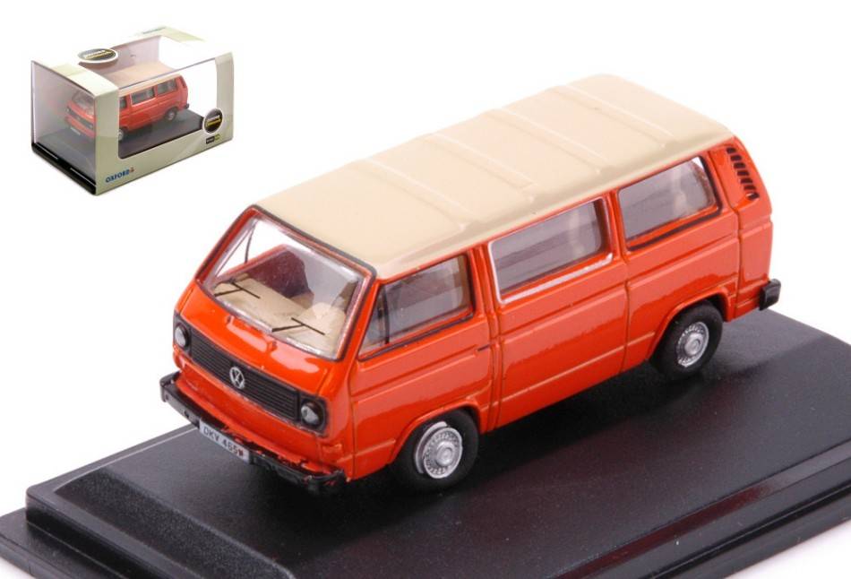 MODELE REDUIT COMPATIBLE AVEC VW T25 BUS ORANGE/IVOIRE 1:76 OXFORD OXF76T25008