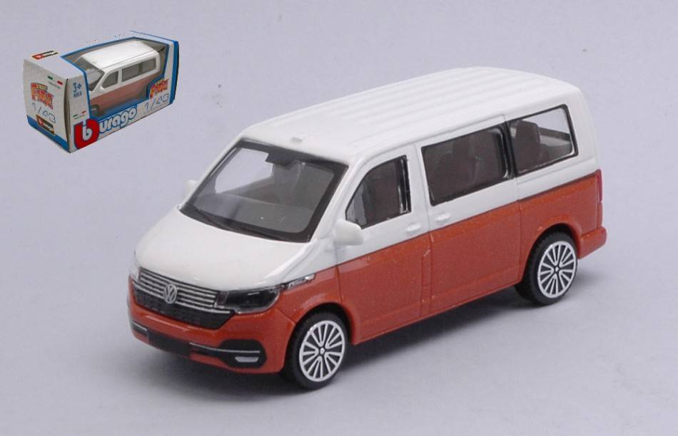MODELE REDUIT COMPATIBLE AVEC VW T6.1 BUS 2020 BLANC/ORANGE 1:43 BURAGO BU30434G