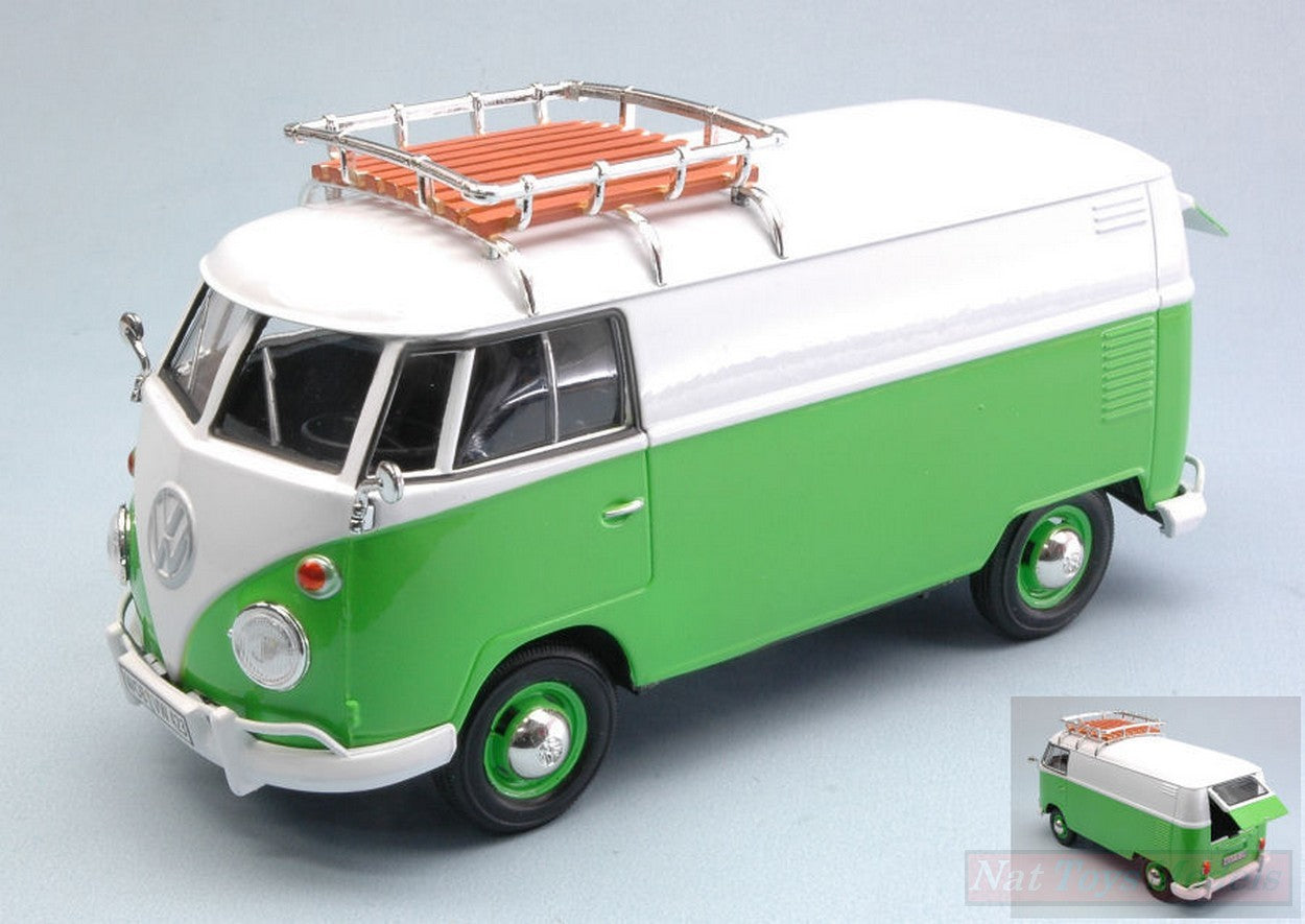 SCALE MODEL COMPATIBLE WITH VW TYPE 2 (T1) 1965 GREEN/WHITE LUGGAGE RACK 1:24 MOTORMAX MTM79551