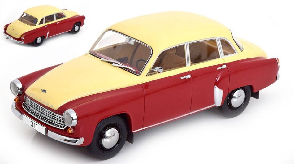 SCALE MODEL COMPATIBLE WITH WARTBURG 311 1959 DARK RED/BEIGE 1:18 MODELCARGROUP MCG18299