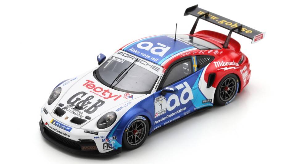 SCALE MODEL COMPATIBLE PORSCHE 911 GT3 N.1 PORSCHE CARRERA CUP SCANDINAVIA CHAMP.2022 L.SUNDAHL SPARK MODEL S5233