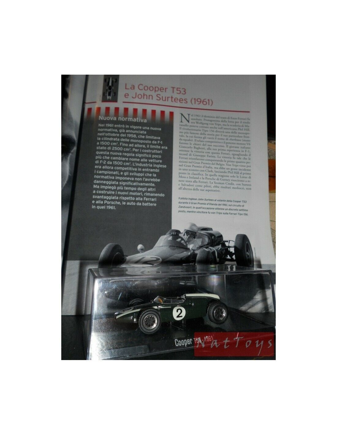 EDITORIA Modellino RBA Cooper Climax T53 1961 F1 Surtees DIE CAST 1:43 +fascicolo