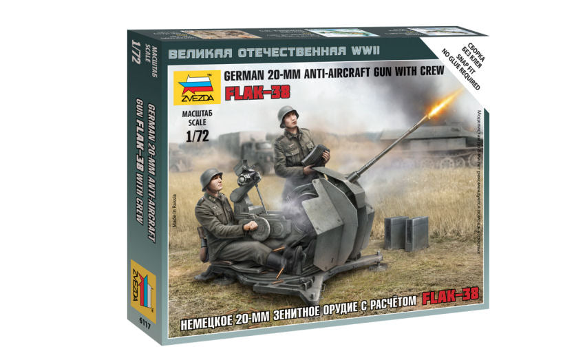 GERMAN 2 cm FLAK 38 W/CREW KIT 1:72 Scala 1:72 Zvezda
