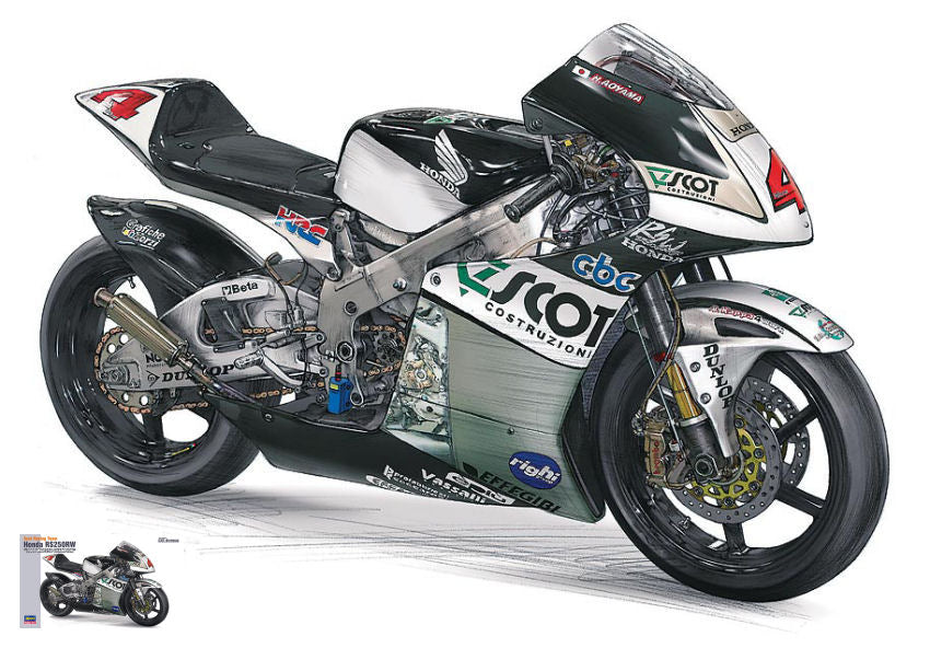 KIT DA MONTARE COMPATIBILE CON HONDA RS250RW H.AOYAMA 2009 TEAM SCOT N.4 WORLD CHAMPION 250cc KIT 1:12 HASEGAWA HASBK1