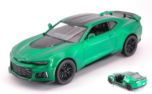 MODELLINO IN SCALA MotorMax COMPATIBILE CON CHEVROLET CAMARO ZL1 2017 GREEN 1:24 MODEL SCALE MTM79351GN 241217