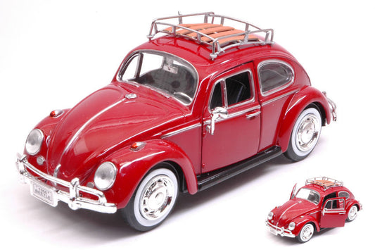 MODELLINO IN SCALA MotorMax COMPATIBILE CON VW BEETLE W/LUGGAGE RED 1:24 MODEL SCALE MTM79559R 241217