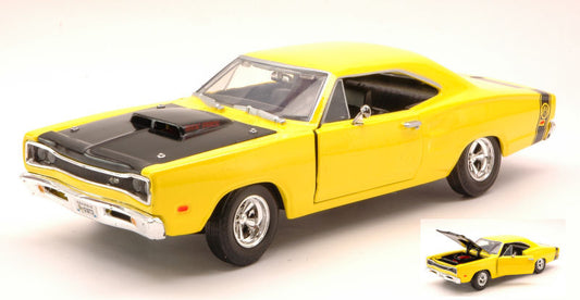 MODELLINO IN SCALA MotorMax COMPATIBILE CON DODGE CORONET SUPERBEE 1969 YELLOW 1:24 MODEL SCALE MTM73315YL 241217