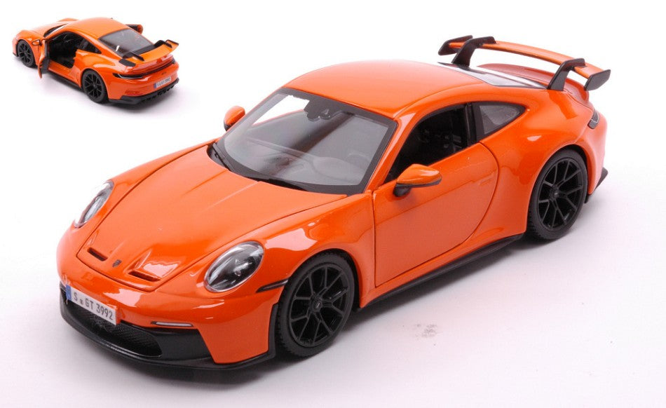 MODELLINO IN SCALA COMPATIBILE CON PORSCHE 911 GT3 2021 ORANGE 1:24 BURAGO BU21104O
