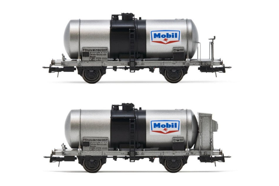 MODELLINO IN SCALA COMPATIBILE CON FS 2-UNIT SET TANK 2-axle WAGONS, big tank MOBIL EP.III 1:87 RIVAROSSI HR6607
