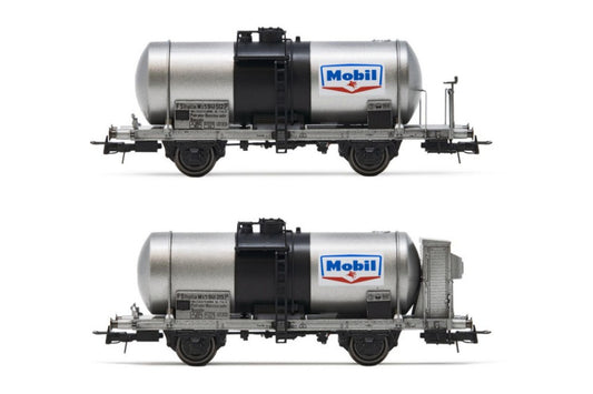 MODELLINO IN SCALA COMPATIBILE CON FS 2-UNIT SET TANK 2-axle WAGONS, big tank MOBIL EP.III 1:87 RIVAROSSI HR6607