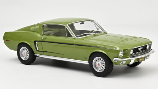 MODELLINO IN SCALA Norev COMPATIBILE CON FORD MUSTANG FASTBACK GT 1968 LIGHT GREEN METALLIC 1:12 MODEL SCALE NV122704 241217