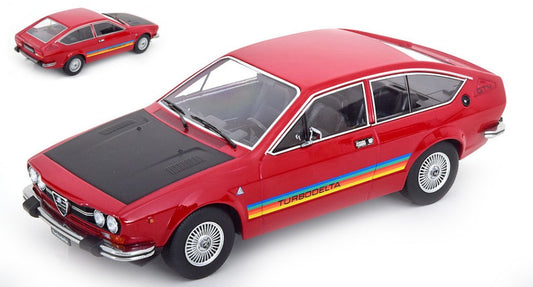 MODELLINO IN SCALA COMPATIBILE CON ALFA ROMEO GTV 2000 TURBODELTA 1979 RED/FLATBLACK 1:18 KK SCALE KKDC181093