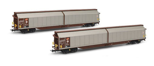 MODELLINO IN SCALA COMPATIBILE CON FS 2 UNIT PACK CLOSED WAGONS TYPE HABILLSS SILVER BROWN LIVERY EP.V 1:87 RIVAROSSI HR6597