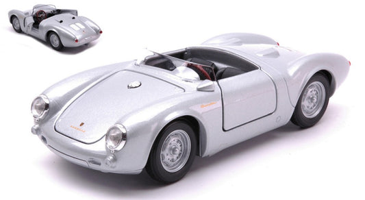 MODELLINO IN SCALA COMPATIBILE CON PORSCHE 550 SPYDER SILVER 1:24 WELLY WE24113SIL