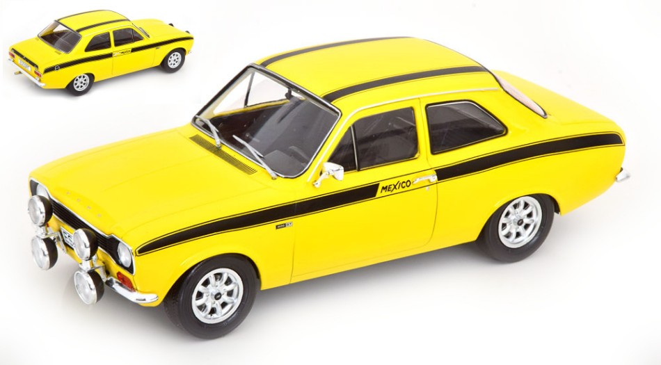 MODELLINO IN SCALA COMPATIBILE CON FORD ESCORT MK I MEXICO 1973 YELLOW 1:18 MODELCARGROUP MCG18387