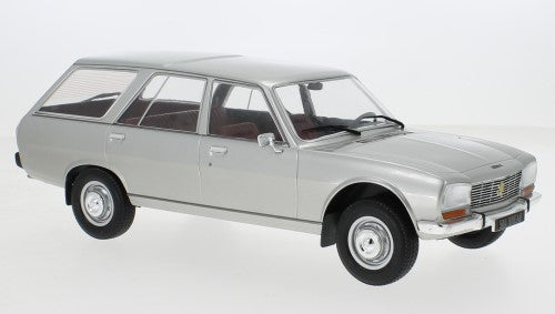MODELLINO IN SCALA COMPATIBILE CON PEUGEOT 504 BREAK 1976 SILVER 1:18 MODELCARGROUP MCG18358
