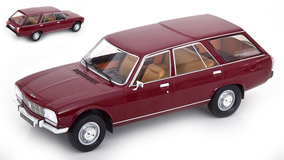 MODELLINO IN SCALA COMPATIBILE CON PEUGEOT 504 BREAK 1976 DARK RED 1:18 MODELCARGROUP MCG18357