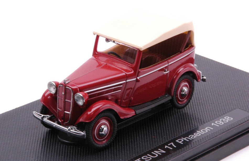 MODELLINO IN SCALA COMPATIBILE CON DATSUN 17 PHAETON 1938 AMARANT W/CREAM ROOF 1:43 EBBRO EB44353