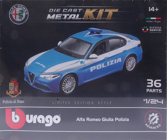 MODELLINO Burago ALFA ROMEO GIULIA POLIZIA KIT 1:24 MODEL SCALE BU25129 250506