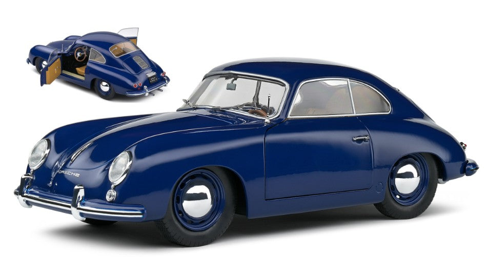 MODELLINO IN SCALA COMPATIBILE CON PORSCHE 356 PRE-A COUPE 1953 BLUE 1:18 SOLIDO SL1802808