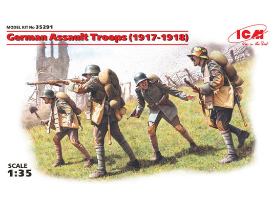 MODELLINO ICM GERMAN ASSAULT TROOPS 1917-1918 4 FIGURES KIT 1:35 MODEL SCALE ICM35291 250506