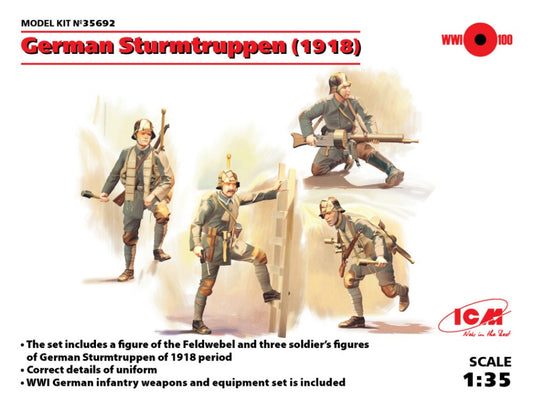 MODELLINO ICM GERMAN STURMTRUPPEN 1918 4 FIGURES KIT 1:35 MODEL SCALE ICM35692 250506