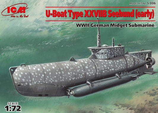 KIT DA MONTARE SCALA COMPATIBILE CON U-BOAT TYPE XXVIIB SEEHUND EARLY WWII GERMAN MIDGET SUBMARINE KIT 1:72 ICM ICMS006