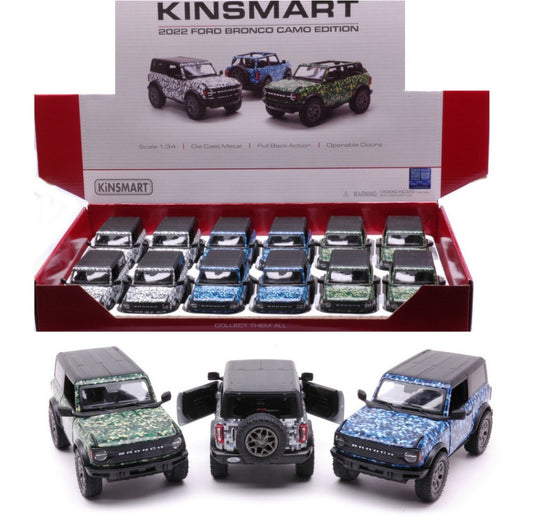 FORD BRONCO CAMO EDITION HARD TOP COL.ASS.cm 12 1:38 Scale Varie Kinsmart