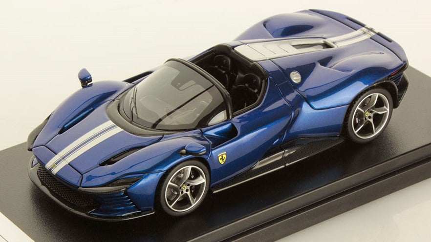 MODELLINO IN SCALA COMPATIBILE CON FERRARI DAYTONA SP3 OPEN ROOF NUOVO BLU ELETTRICO 1:43 LOOKSMART LS535SPF