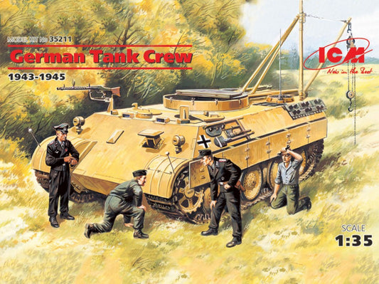 MODELLINO ICM GERMAN TANK CREW 1943-1945 1 OFFICER+1 UNTEROFFICER+2 SOLDIERS KIT 1:35 MODEL SCALE ICM35211 250506