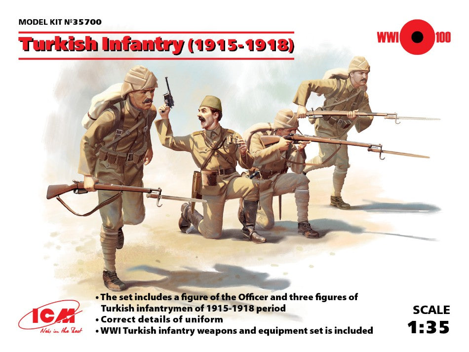 MODELLINO ICM TURKISH INFANTRY 1915-1918 4 FIGURES KIT 1:35 MODEL SCALE ICM35700 250506