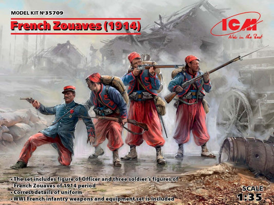 MODELLINO ICM FRENCH ZOUAVES 1914 4 FIGURES KIT 1:35 MODEL SCALE ICM35709 250506