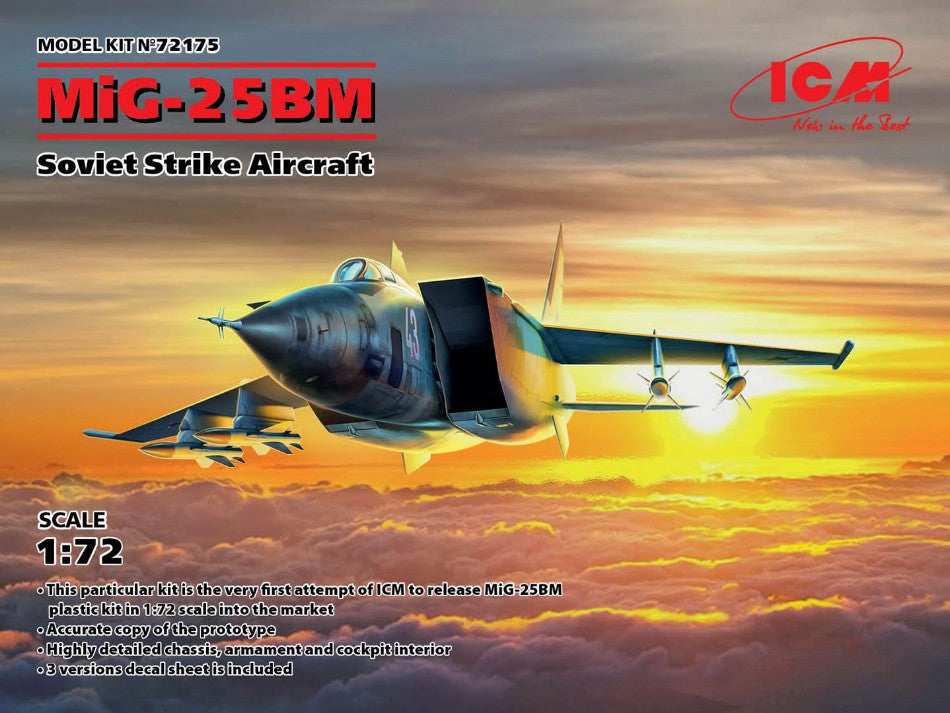 MODELLINO ICM MIG-25 BM SOVIET STRIKE AIRCRAFT KIT 1:72 MODEL SCALE ICM72175 250506