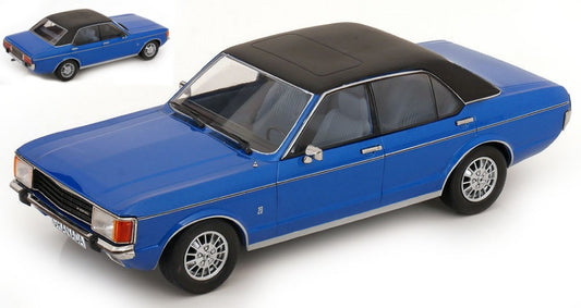 MODELLINO SCALA COMPATIBILE CON FORD GRANDA MK I 1975 MET.BLUE/MATT BLACK 1:18 MODELCARGROUP MCG18394