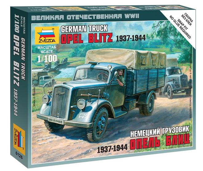 OPEL BLITZ 3T GERMAN CARGO TRUCK 1937-1944 KIT 1:100 Scala 1:100 Zvezda