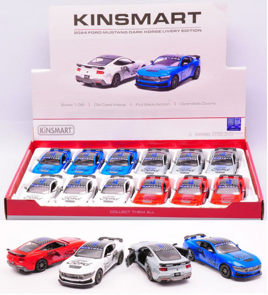 FORD MUSTANG DARK HORSE 2024 LIVERY EDITION COL.ASS. 1:38 cm 12 Scala 1:32 Kinsmart