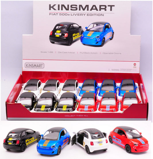 FIAT 500e LIVERY EDITION COL.ASS.1:28 cm 12 Scala 1:32 Kinsmart