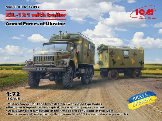 MODELLINO ICM ZIL-131 TRUCK WITH TRAILER ARMED FORCES OF UKRAINE KIT 1:72 MODEL SCALE ICM72817 250506