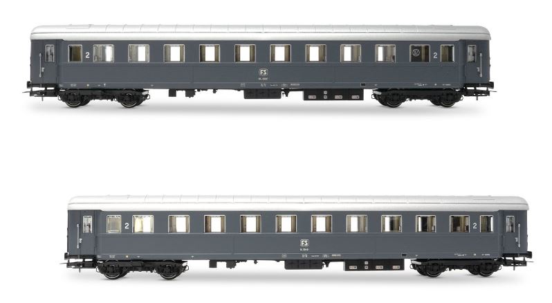 MODELLINO Rivarossi FS 2 CARROZZE TIPO 1946 2a CLASSE 1 C/RISTORO EP.IVa 1:87 MODEL SCALE HR4368 250506