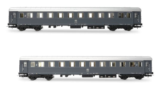 MODELLINO Rivarossi FS 2 CARROZZE TIPO 1946 2a CLASSE 1 C/RISTORO EP.IVa 1:87 MODEL SCALE HR4368 250506
