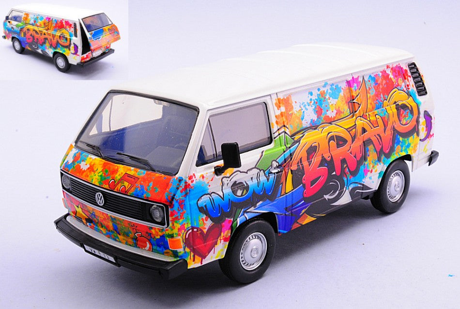 MODELLINO SCALA COMPATIBILE CON VW TYPE 2 (T3) GRAFFITI VAN 1:24 MOTORMAX MTM79599