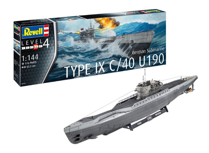 KIT DA MONTARE SCALA COMPATIBILE CON GERMAN SUBMARINE TYPE IX C/40 U190 KIT 1:144 REVELL RV05167