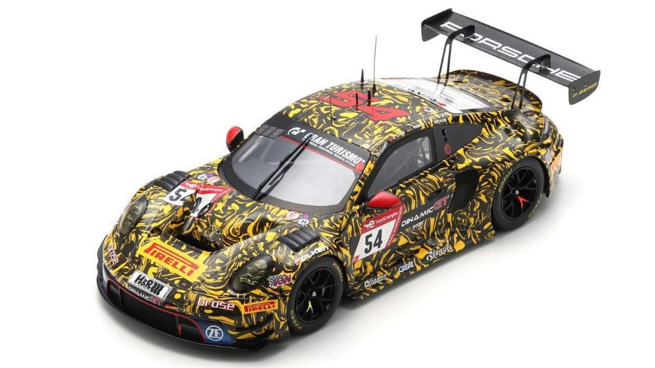 MODELLINO IN SCALA Spark Model COMPATIBILE CON PORSCHE 911 GT3 R N.54 24 H NURBURGRING 2023 VANTHOOR-HEINRICH-GUVEN-ENG MODEL SCALE 18SG063 241217