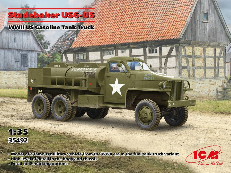 MODELLINO ICM STUDEBAKER US6-U5 WWII US GASOLINE TANK TRUCK KIT 1:35 MODEL SCALE ICM35492 250506