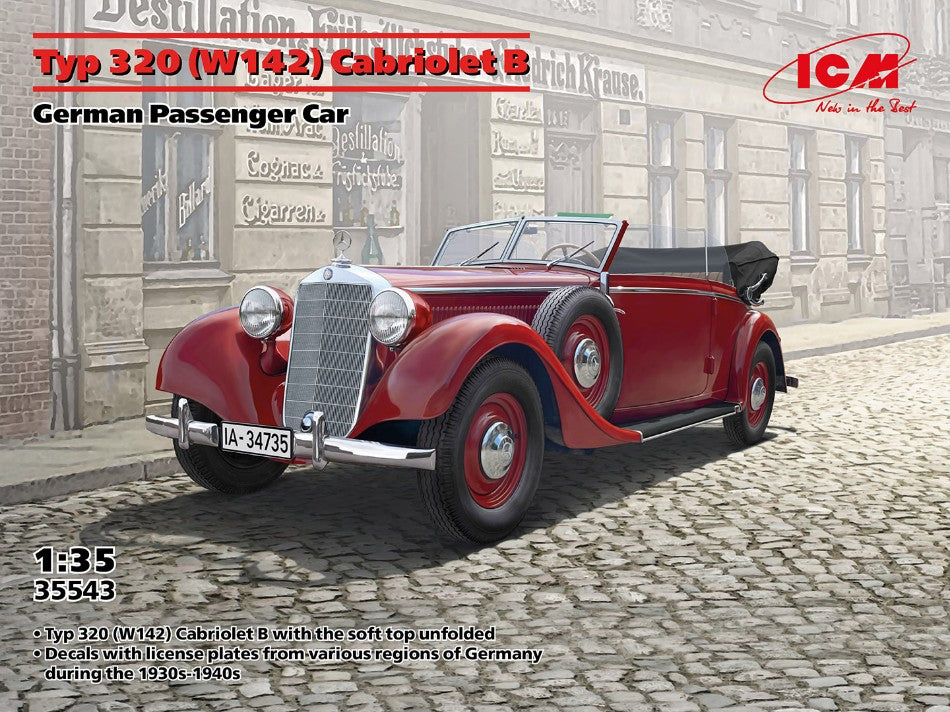 MODELLINO ICM MERCEDES TYP 320 W142 CABRIOLET B GERMAN PASSENGER CAR KIT 1:35 MODEL SCALE ICM35543 250506