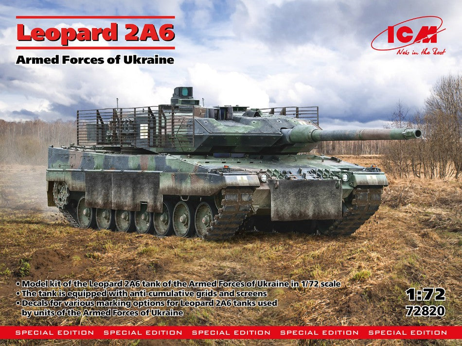 MODELLINO ICM LEOPARD 2A6 ARMED FORCES OF UKRAINE KIT 1:72 MODEL SCALE ICM72820 250506