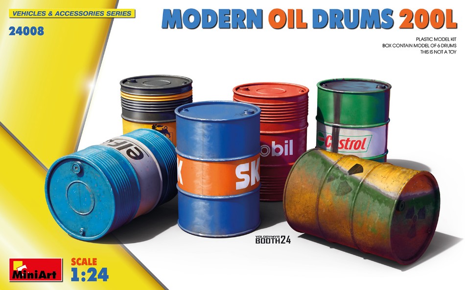 MODELLINO Miniart MODERN OIL DRUMS 200L KIT 1:24 MODEL SCALE MIN24008 250506