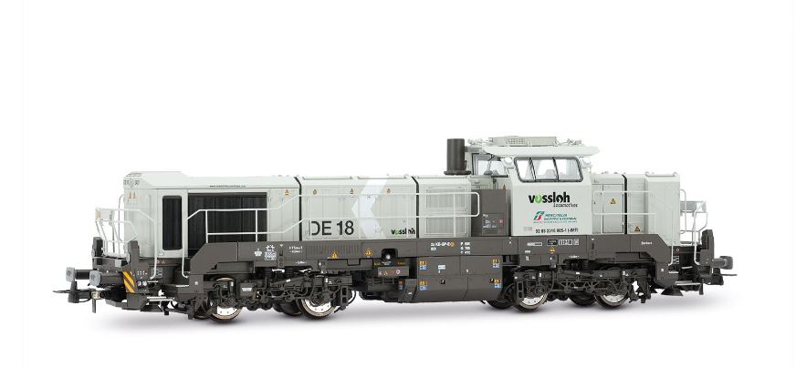 MODELLINO IN SCALA Rivarossi COMPATIBILE CON FS MERCITALIA S T DIESEL LOCOMOTIVE VOSSLOH DE 18 GREY LIVERY EP.VI 1:87 MODEL SCALE HR2969 241217