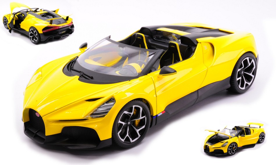 MODELLINO IN SCALA Burago COMPATIBILE CON BUGATTI W16 MISTRAL CABRIOLET YELLOW 1:18 MODEL SCALE BU11051Y 241217