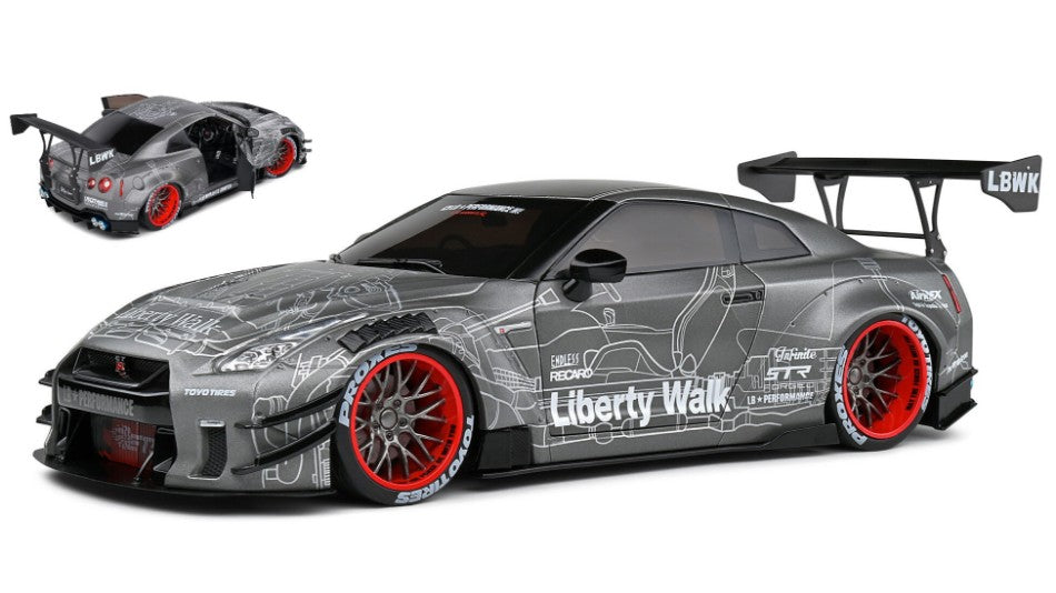 MODELLINO IN SCALA Solido COMPATIBILE CON NISSAN GT-R (R35) LIBERTY WALK BODY KIT 2.0 COUPE 2020 BLACK/WHITE 1:18 MODEL SCALE SL1805810 241217